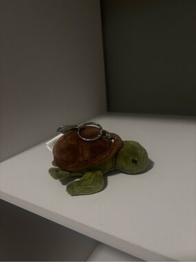 Monterey Bay Plush Turtle Keychain - Green and Brown